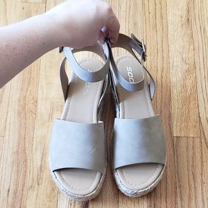 Soda Taupe Platform Wedges